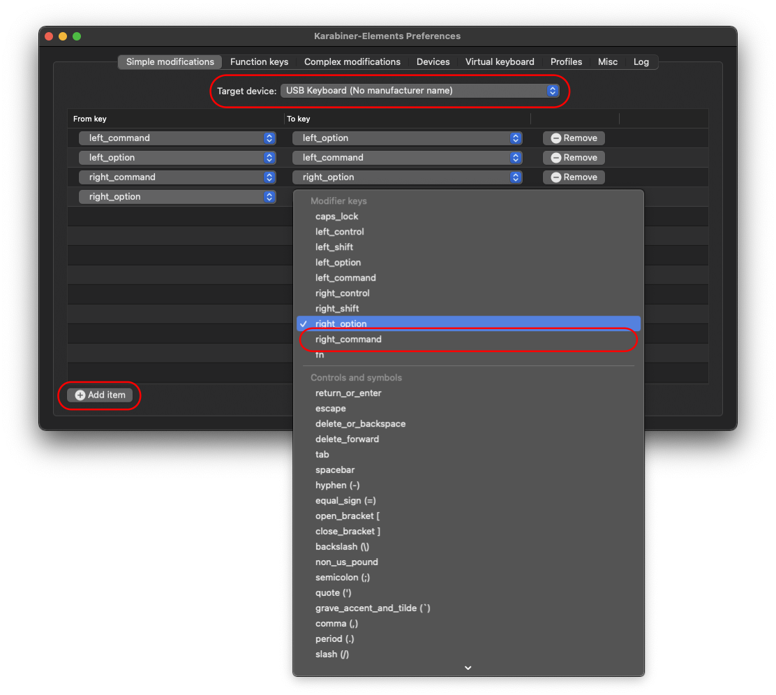 Karabiner Elements Option & Command